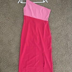 Hello Molly One Shoulder Two-Tone Pink Cocktail Dress (small)